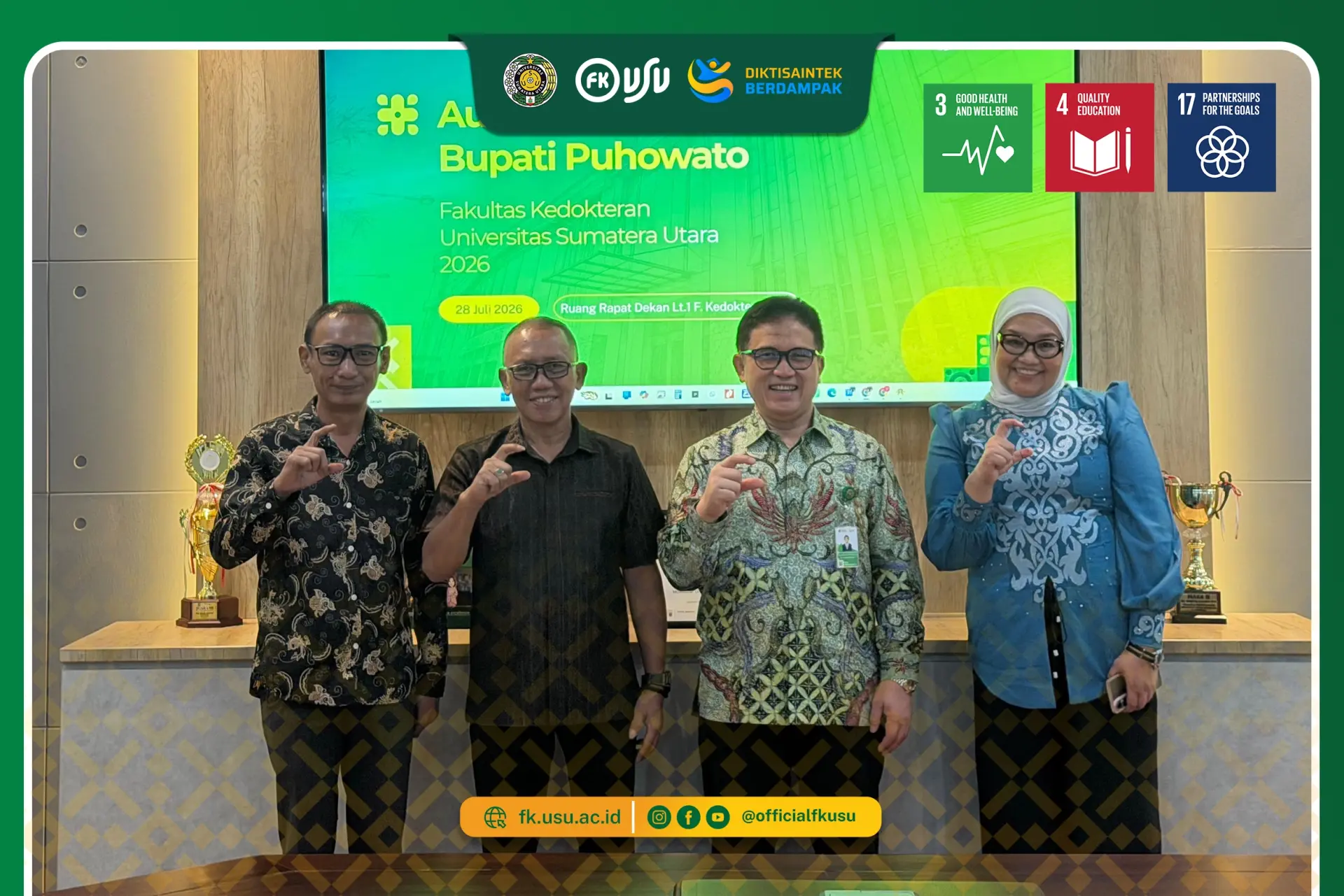 FK USU Terima Kunjungan Wakil Bupati Pohuwato Bahas Pemenuhan Tenaga Kesehatan Spesialis
